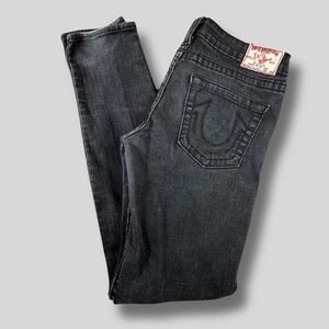 True Religion Skinny Jeans Womens 30 Black USA Made‎ Stretch Denim Y2K
